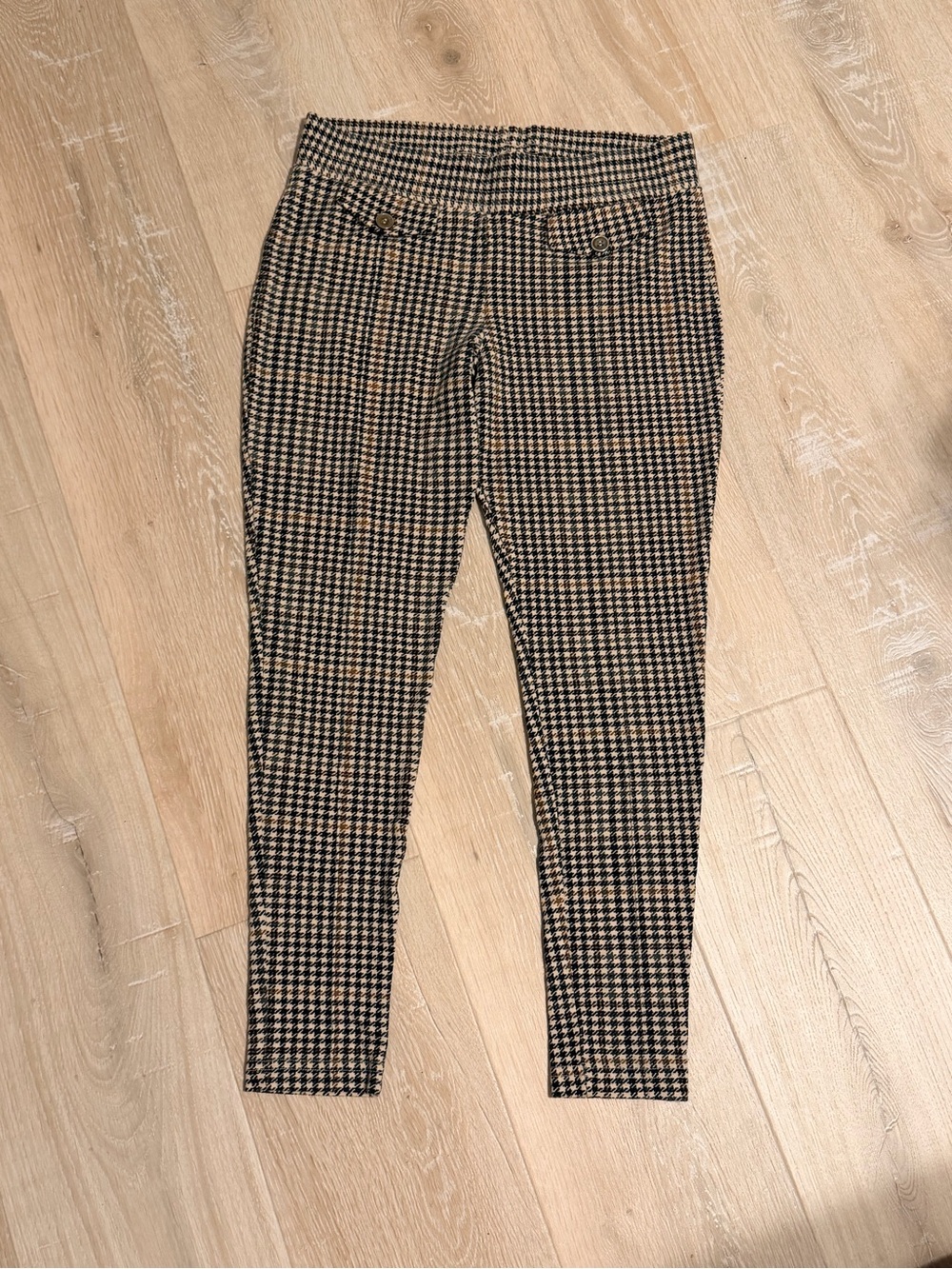 H&M Houndstooth Stretch Pants - Black & Tan Size Medium